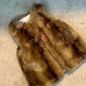 Faux fur girls vest